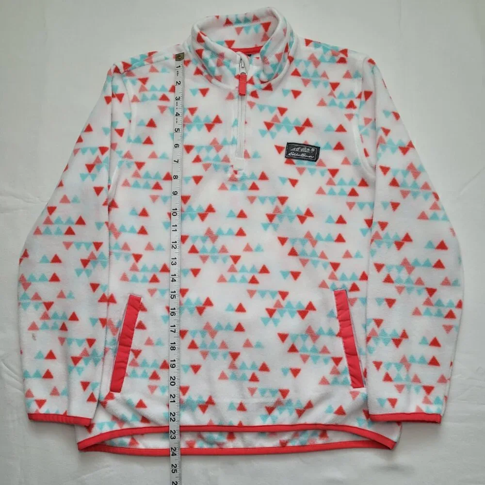 Eddie Bauer Youth Quest Fleece 1/4-Zip Pullover Triangle Print Large Aztec - Picture 7 of 12